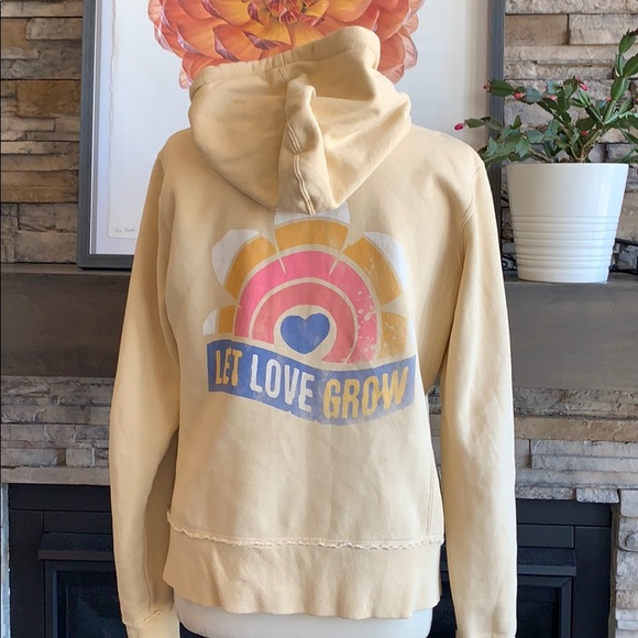 Junk Food Clothing Tops - Junk food let love grow pale yellow hooded